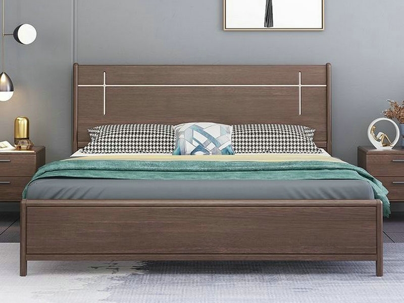 现代简约1.8米实木床双人主卧小户型轻奢胡桃木1.5m气压储物婚床