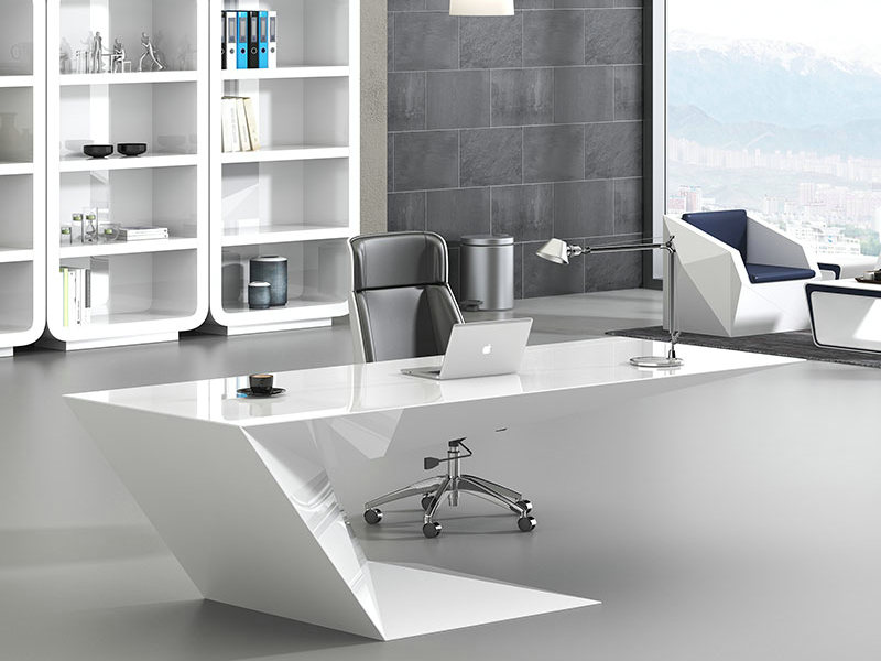 烤漆白色老板桌简约现代经理主管桌异型总裁桌时尚家用办公桌单人