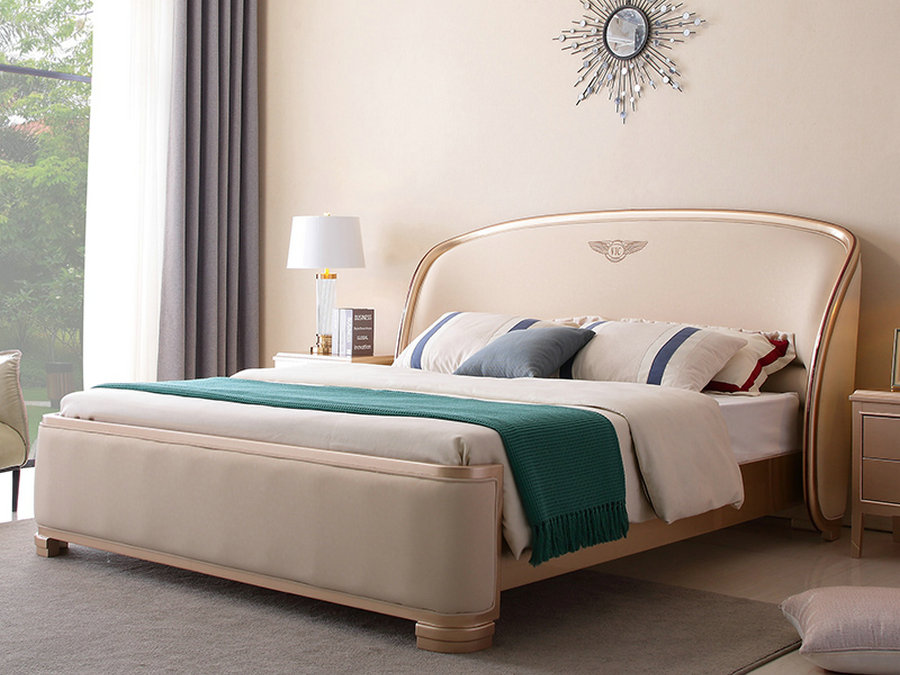 美式实木床现代简约1.8米双人床欧式主卧婚床轻奢床高档别墅家具