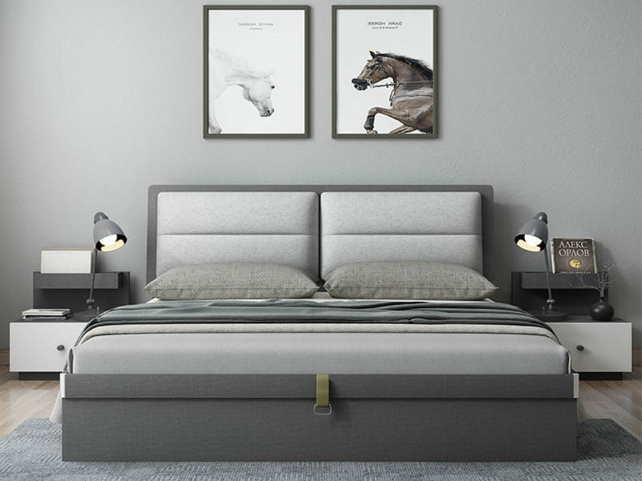 北欧现代简约高箱储物床小户型主卧双人板式床1.8米1.5收纳床