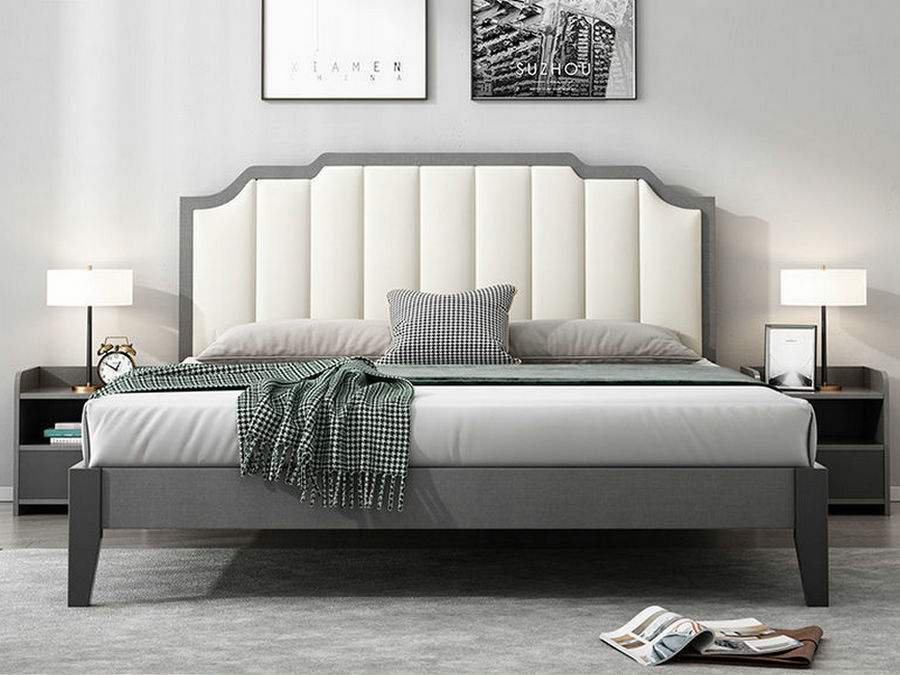 现代北欧1.8米双人床卧室简约经济型板式1.5米单人主卧婚床家具