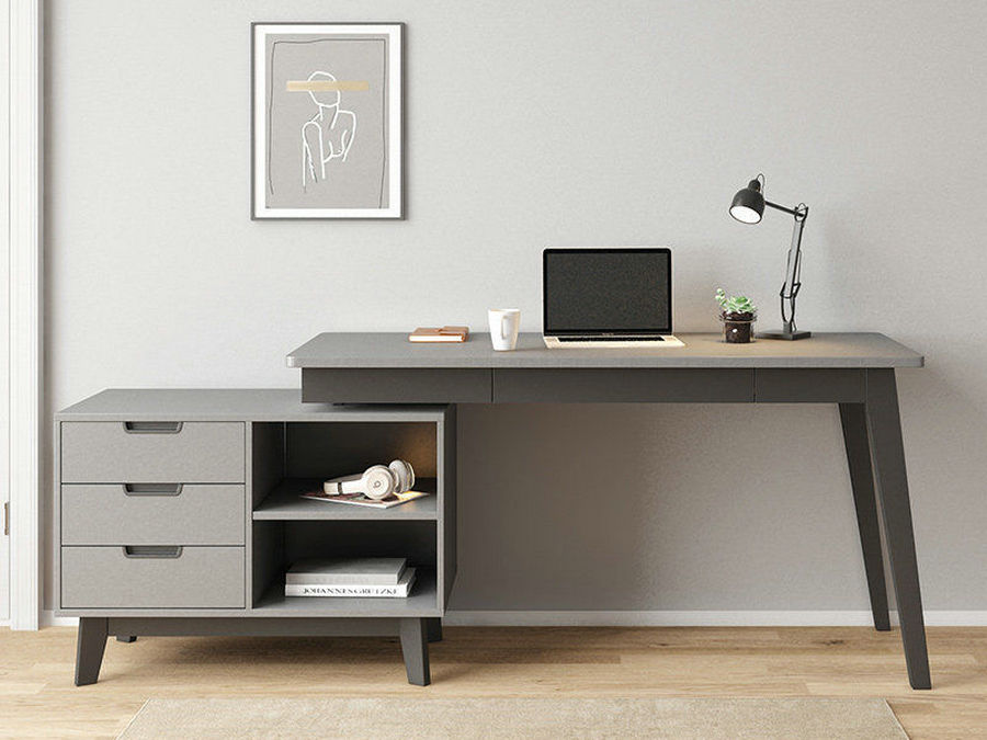 北欧书桌简约现代多功能电脑桌家用办公写字台伸缩转角学习桌