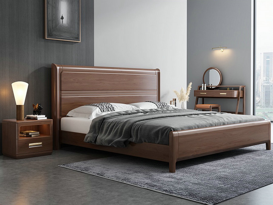 德式实木床1.8米双人床主卧室1.5米现代简约小户型储物大婚床组合
