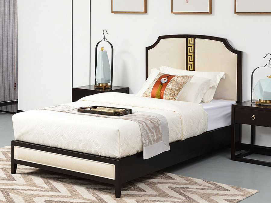 新中式实木床1.5米1.8米现代简约双人床卧室婚床星级酒店宾馆家具