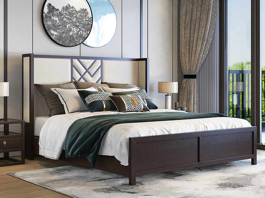 新中式白蜡木实木床单双人床1.8米现代简约气压高箱储物婚床1.5m