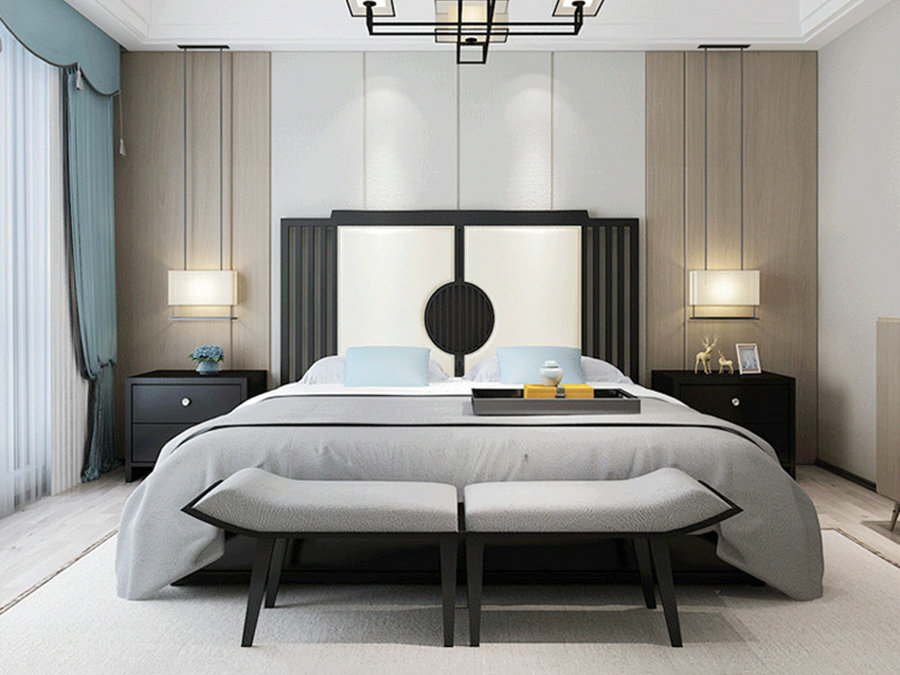 禅意新中式实木1.8米床白蜡木1.5m酒店样板间简约现代双人床婚床