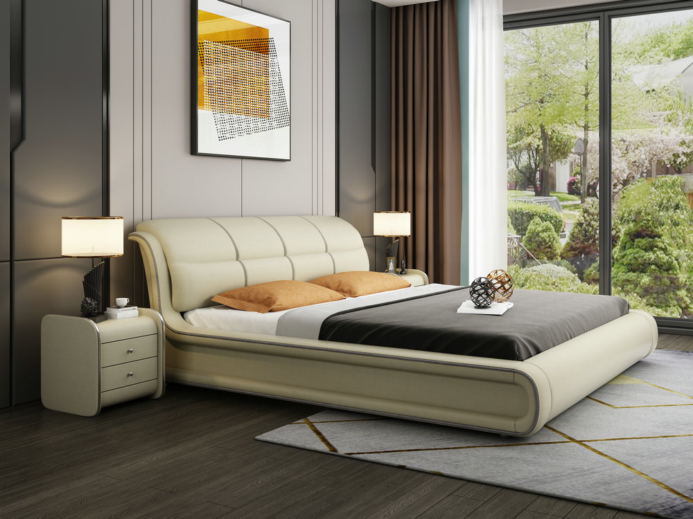 科技布床免洗 现代简约主卧婚床北欧双人床1.8米布艺床可拆洗储物