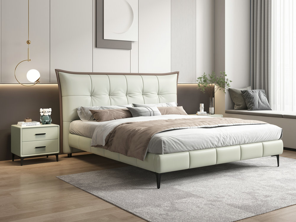 科技布床免洗 现代简约主卧婚床北欧双人床1.8米布艺床可拆洗储物