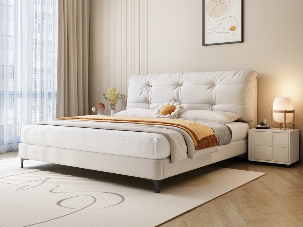 科技布床免洗美式轻奢双人床1.8米现代简约主卧婚床布艺床实木