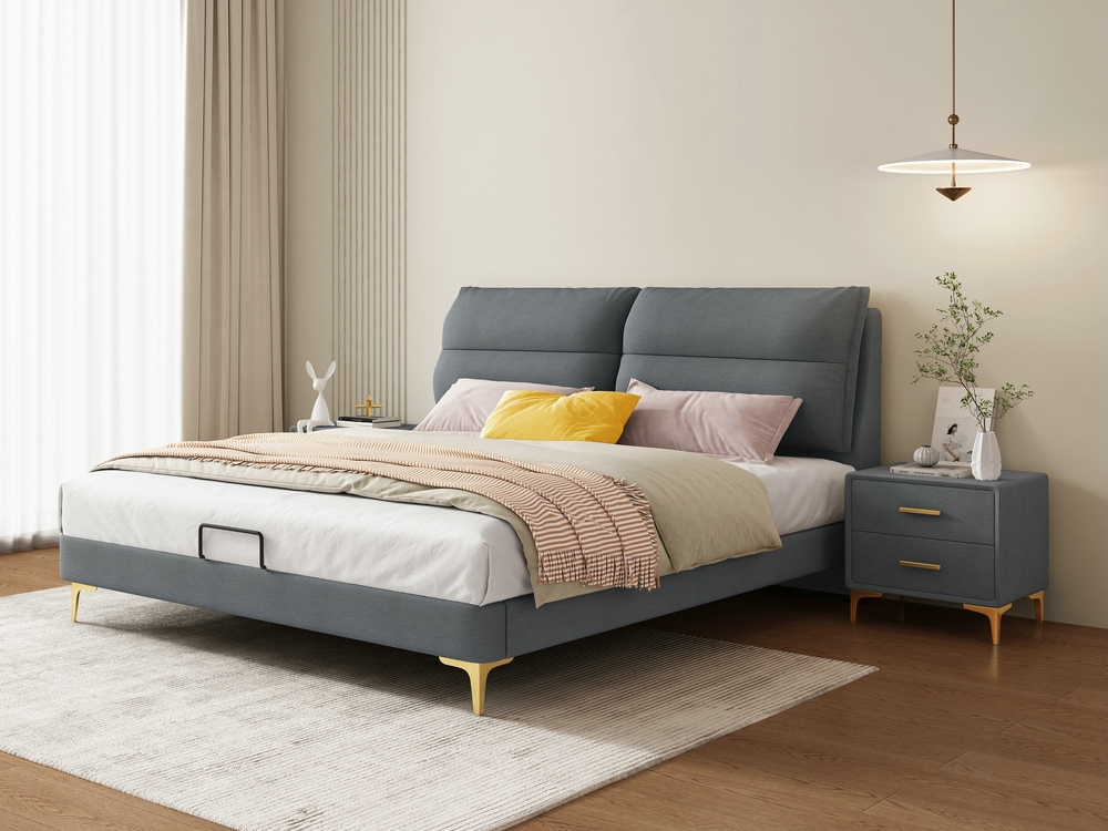 北欧免洗科技布床主卧美式轻奢实木床双人婚床简约现代箱体布艺床