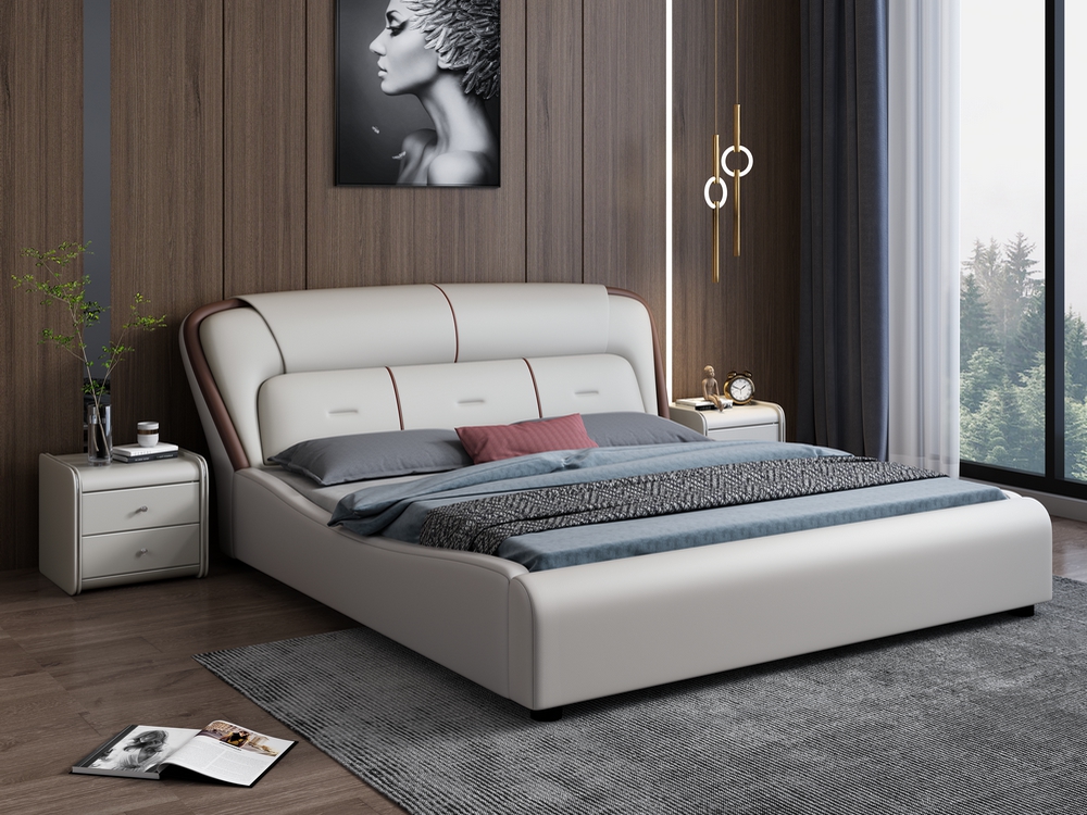 科技布床现代简约双人1.5米布艺主卧婚床轻奢ins风网红1.8m软包床