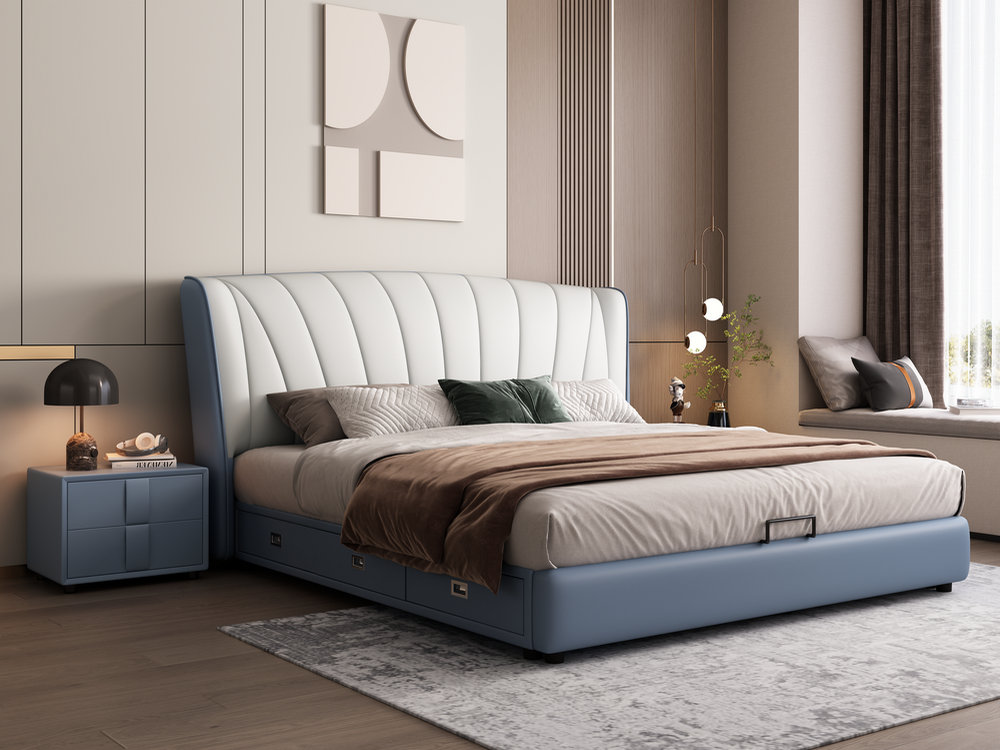 轻奢科技布床1.35m小户型床现代简约1.8实木双人床1米2单人布艺床