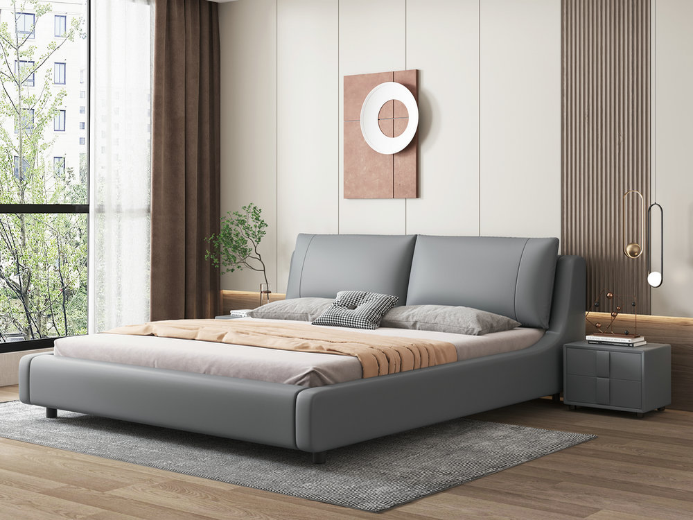 轻奢科技布床2米x2米大床双人主卧婚床1.8现代简约储物实木布艺床