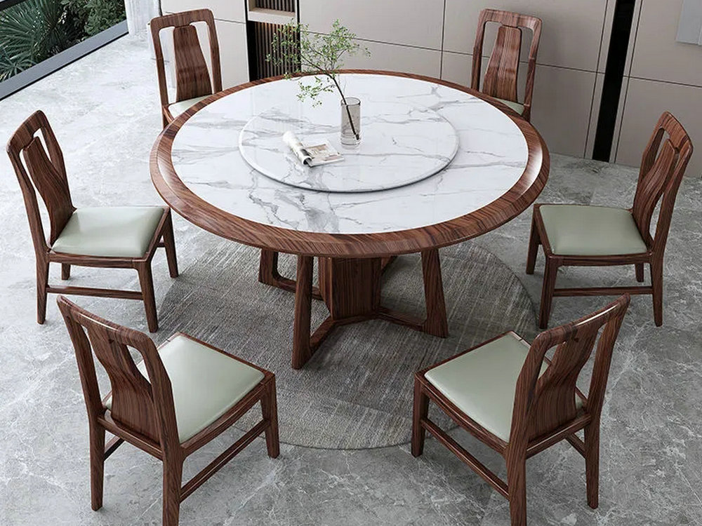 实木岩板餐桌椅组合乌金木餐桌现代简约可伸缩家用桌子小户型饭桌