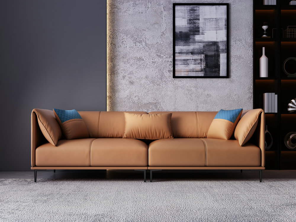 轻奢真皮沙发客厅现代简约小户型创意头层牛皮直排四人位皮艺沙发