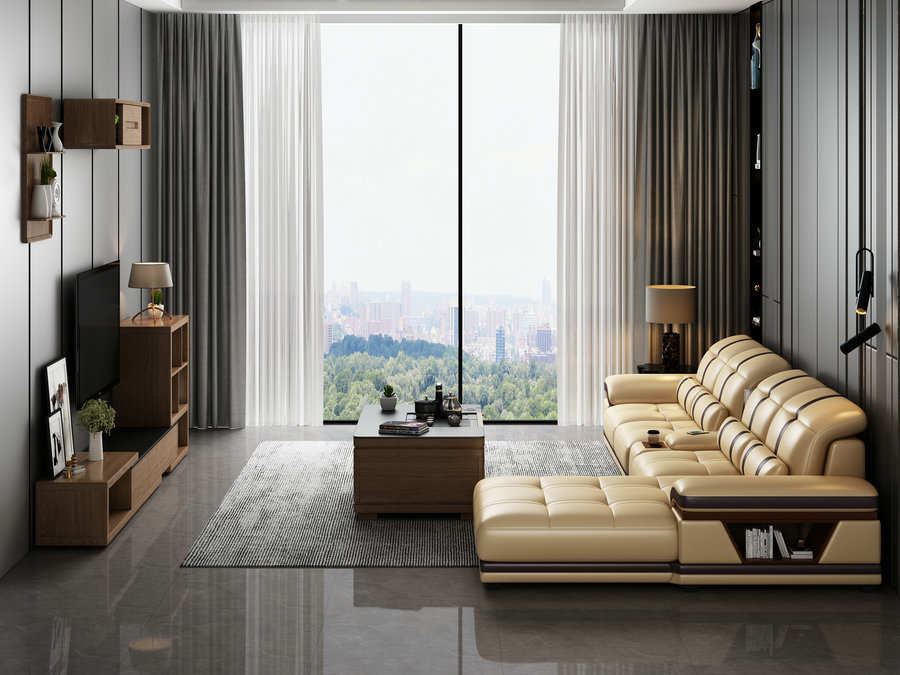 轻奢皮沙发客厅小户型现代简约家具别墅欧式高端直排皮质沙发