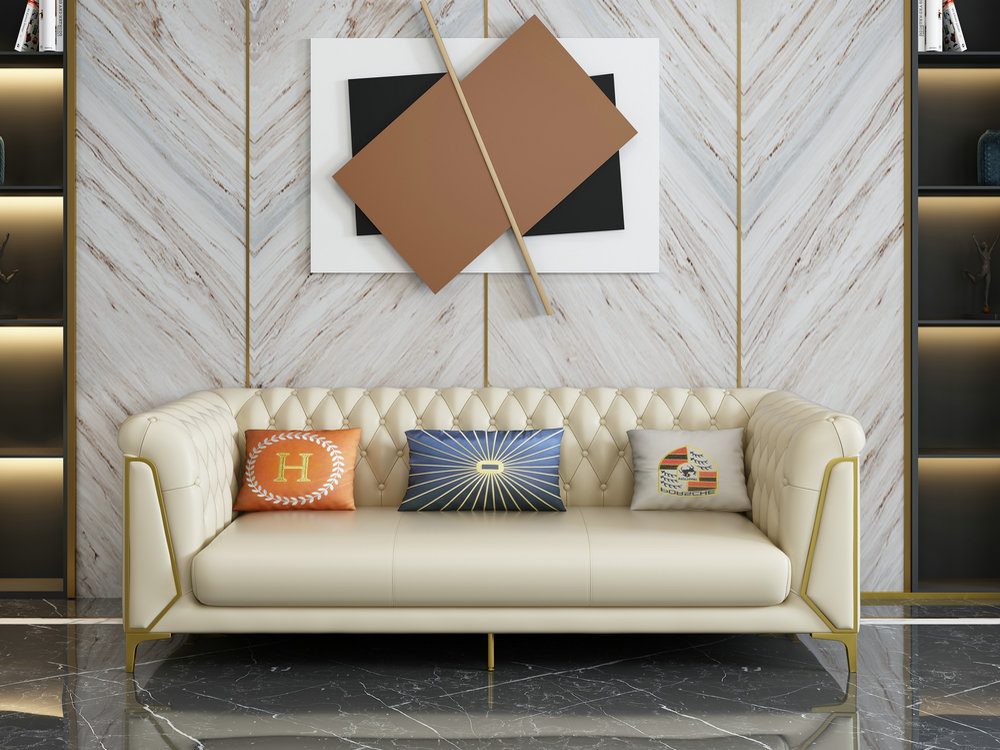 轻奢实木现代客厅转角组合皮沙发大小户型皮艺沙发整装