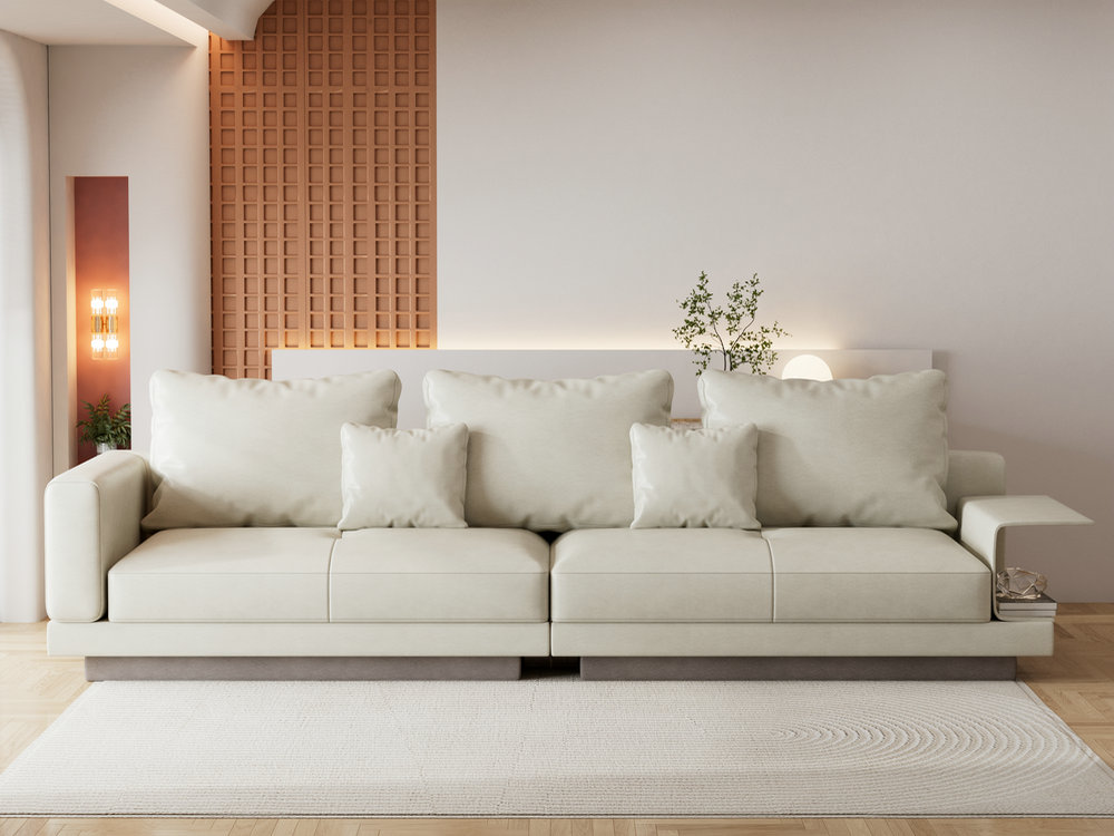 科技布沙发北欧小户型客厅直排三人简约现代羽绒懒人布艺免洗沙发