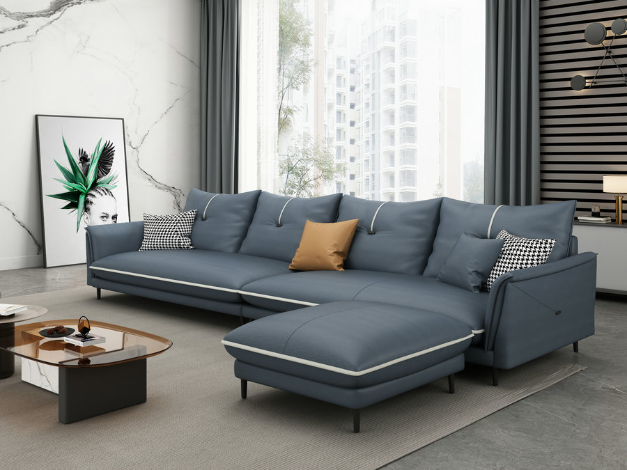 科技布沙发客厅简约现代意式极简贵妃转角布艺沙发组合