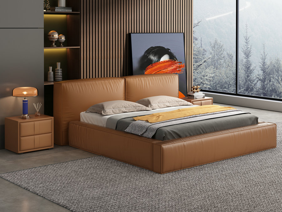 科技布床现代简约布艺床主卧1.5/1.8米双人床软包床轻奢ins网红床