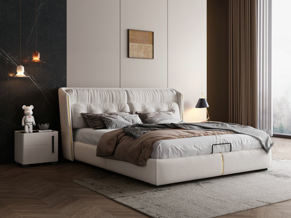 金刚皮科技布床现代简约布艺床主卧1.5/1.8米双人床软包床轻奢网红床