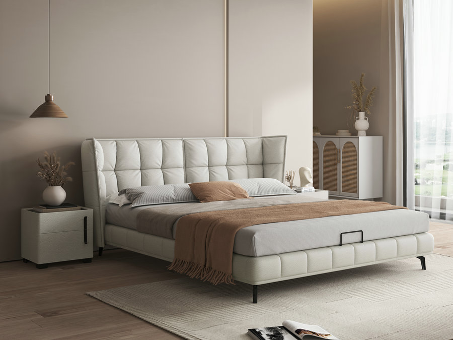 科技布床免洗美式轻奢纳帕皮双人床1.8米现代简约主卧婚床布艺床