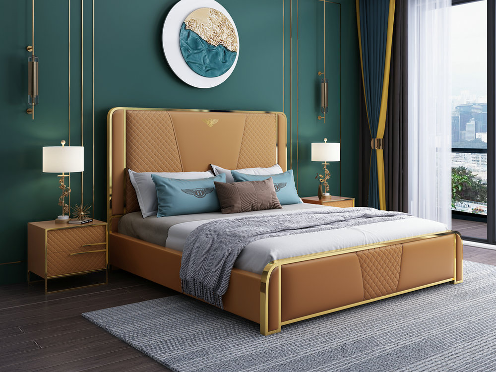 金刚皮床免洗美式轻奢双人床1.8米现代简约主卧婚床布艺床实木