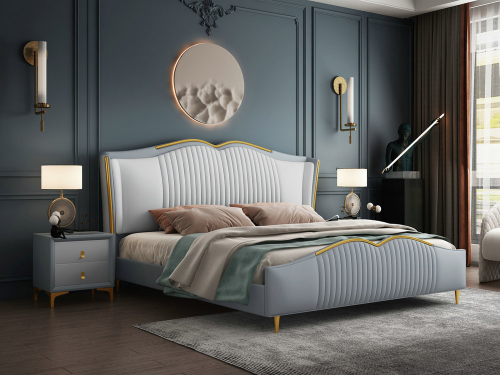 金刚皮床免洗美式轻奢双人床1.8米现代简约主卧婚床布艺床