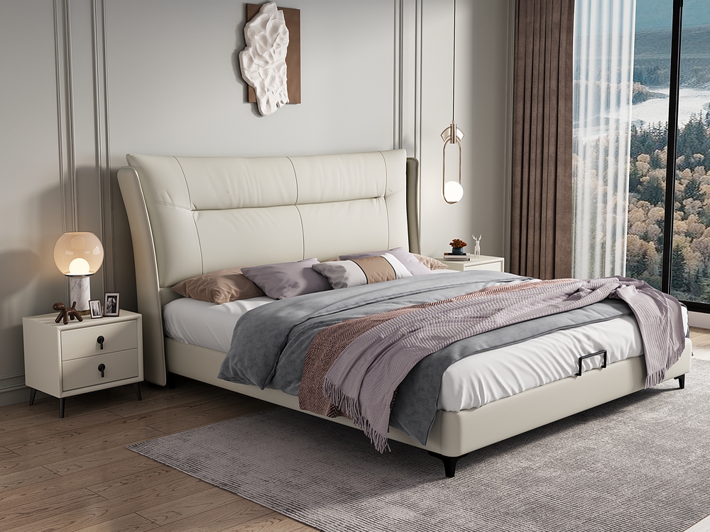 硅胶皮床免洗意式轻奢双人床1.8米现代简约主卧婚床布艺床