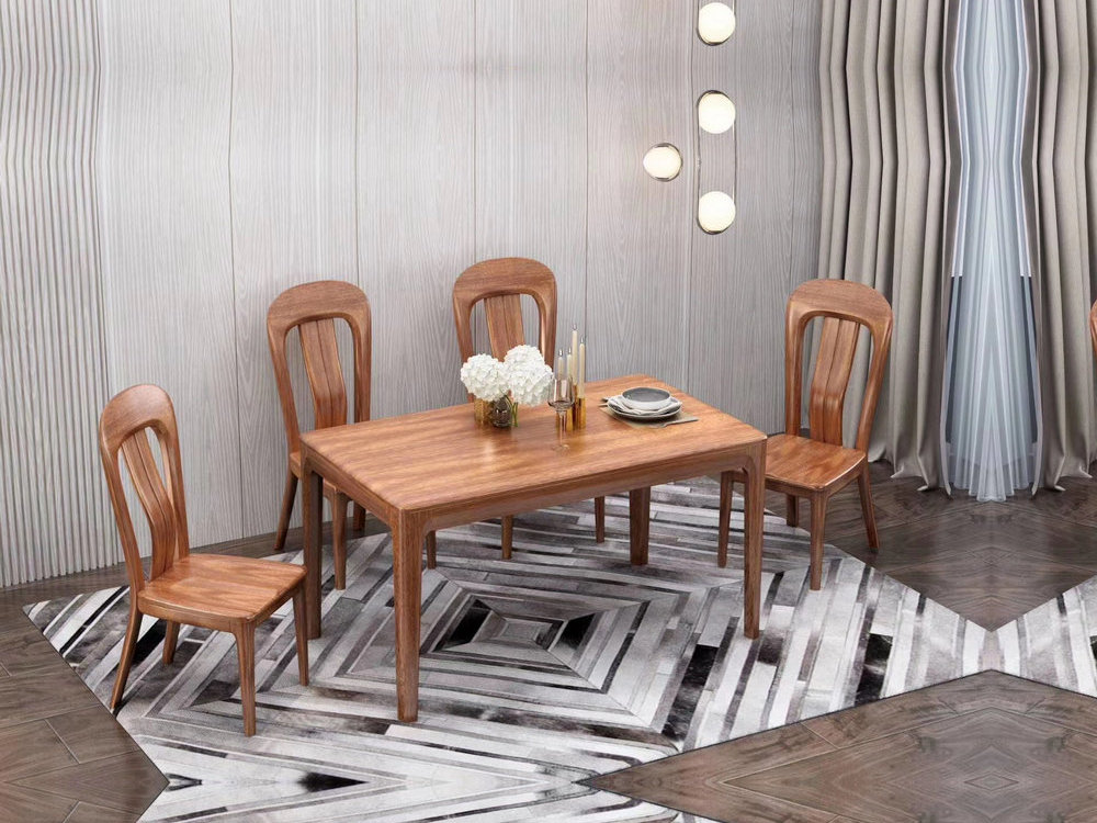 轻奢中式胡桃木餐厅系列家具时尚款实木餐桌椅组合