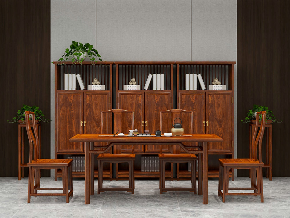 叶梨刺猬紫檀餐桌椅花梨木餐桌椅新中式家具仿古餐厅全实木红木餐桌椅