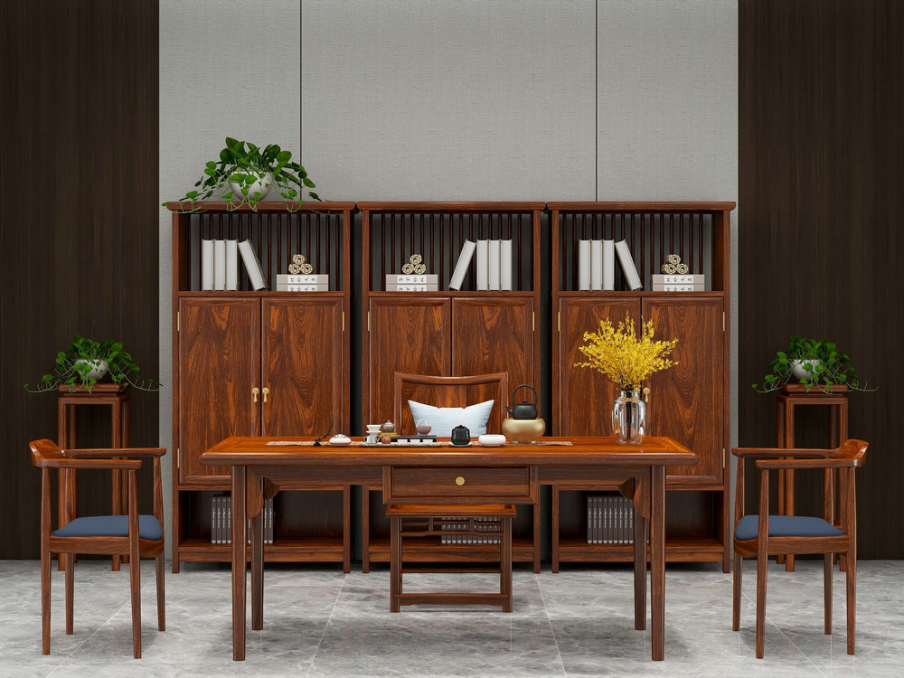 叶梨刺猬紫檀茶桌椅花梨木茶台椅新中式家具仿古全实木红木茶桌椅